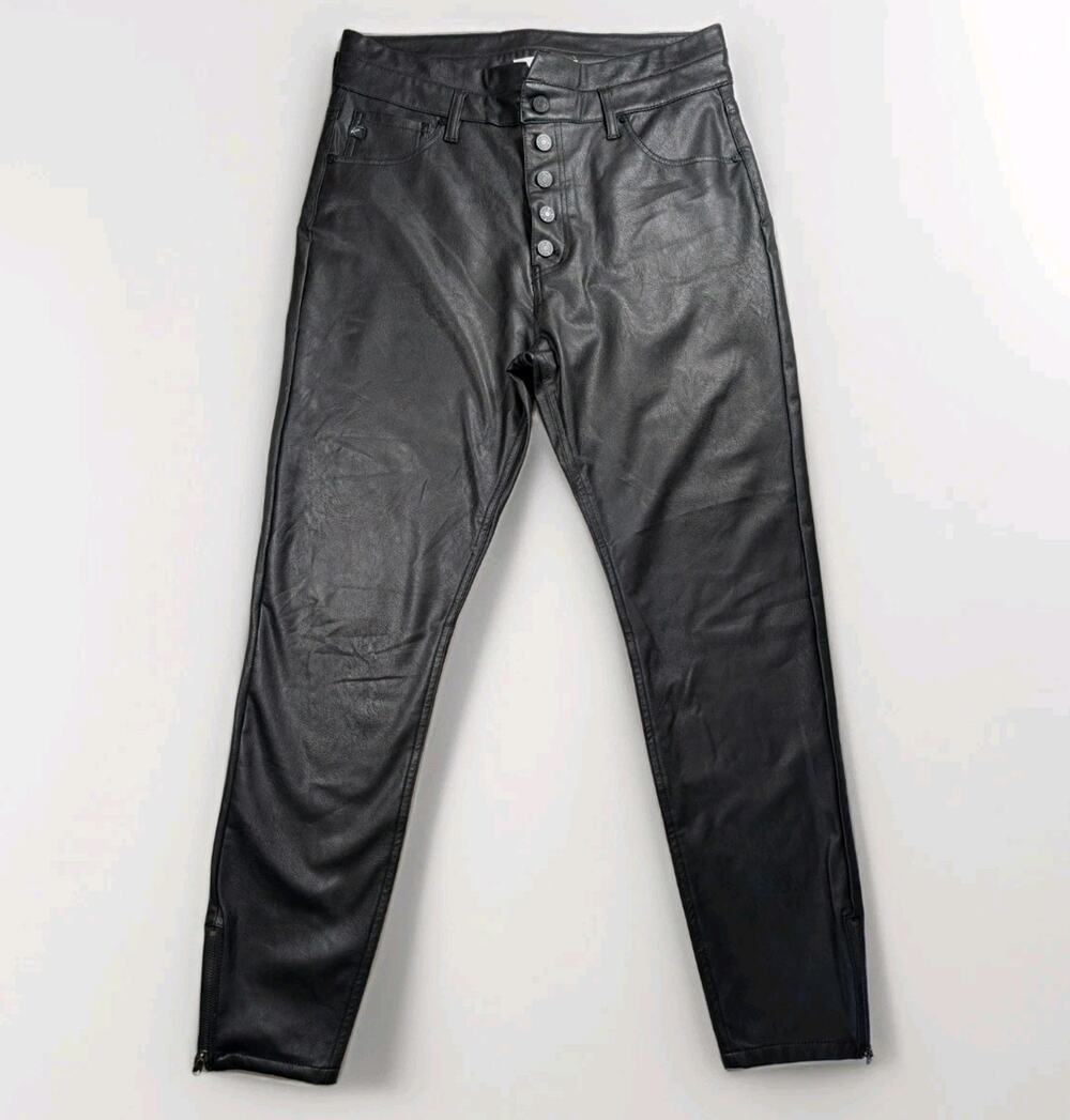 KanCan Faux Leather Skinny Pants Women 15/31 Black High Rise Edgy Rocker